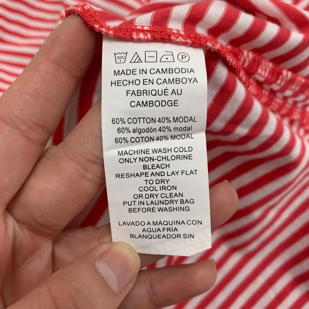 Michael Kors Tank Top Womens M Medium Watermelon Striped Sleeveless Crew Neck